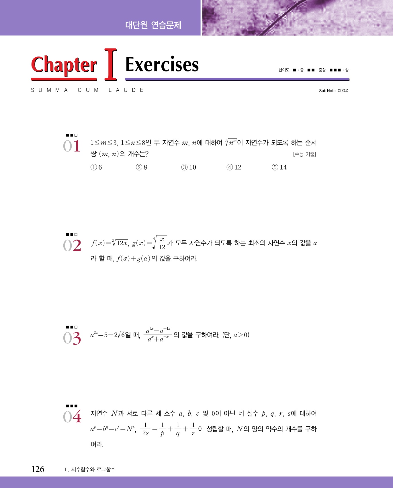 숨마쿰라우데 수학기본서 수학1 미리보기