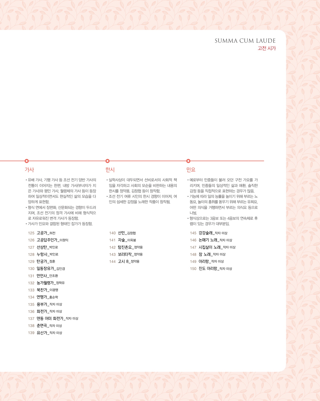 숨마쿰라우데 국어 고전시가 미리보기